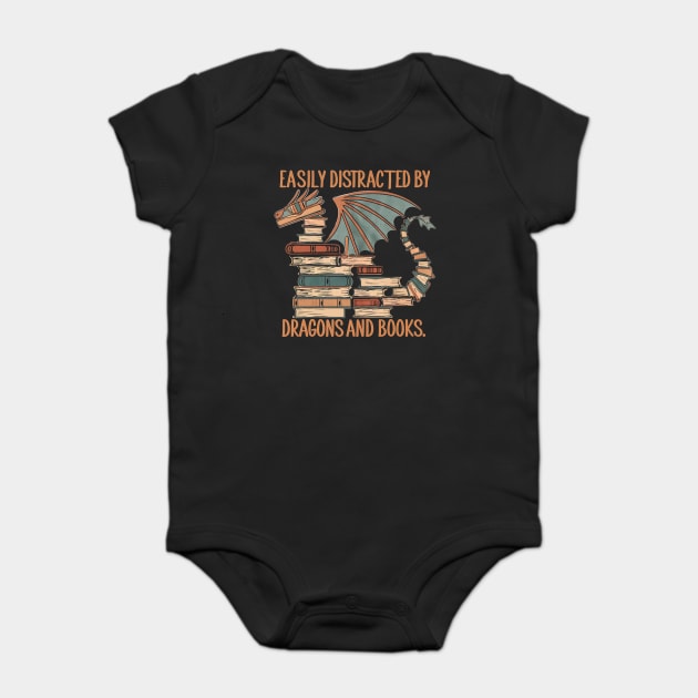 Easily Distracted by Dragons and Books Baby Bodysuit by The WYLD Tribe